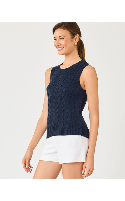 BROCKTON CREW NECK SWEATER TANK, LOW TIDE NAVY