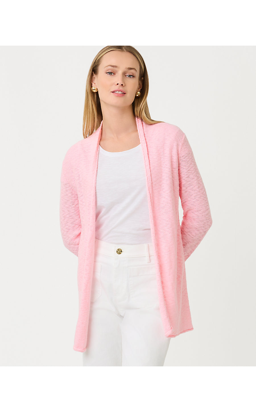FARETTA LONG LENGTH CARDIGAN, PINK MUSE