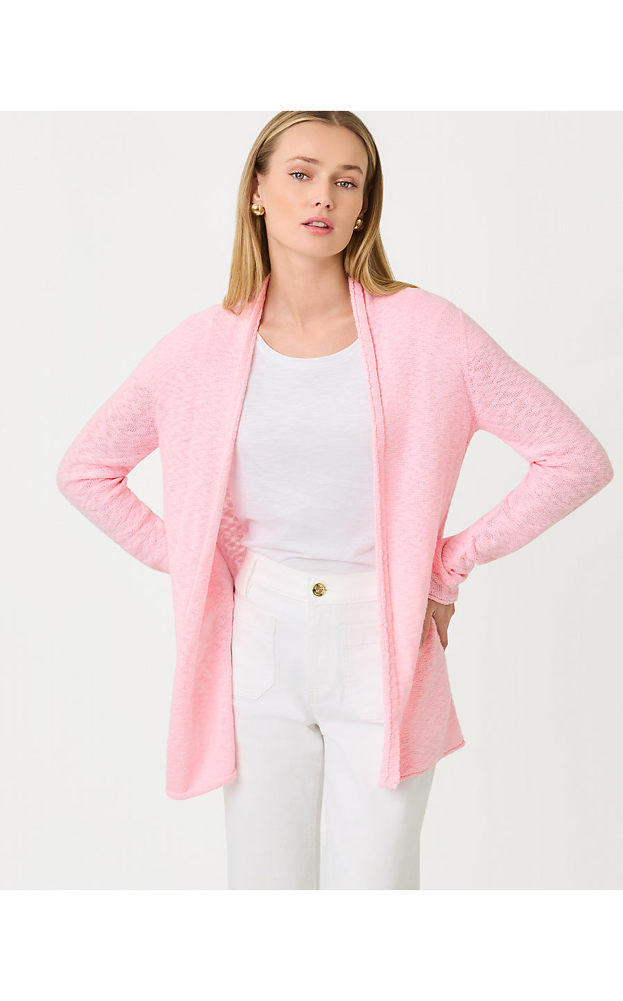 FARETTA LONG LENGTH CARDIGAN, PINK MUSE
