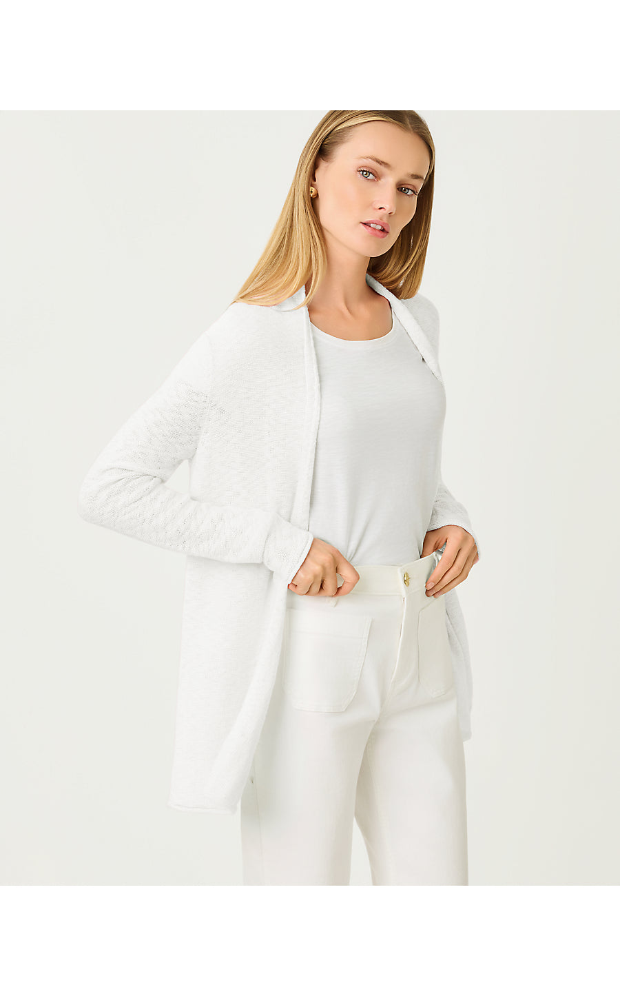 FARETTA LONG LENGTH CARDIGAN, RESORT WHITE