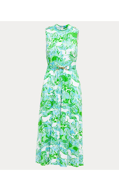 COLMAN MIDI DRESS, CAPRI BLUE GALLOPING GALS