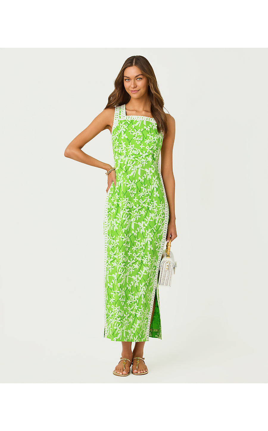 TINA MAXI ROMPER, CROCODILE GREEN LIZA OVERPRINT