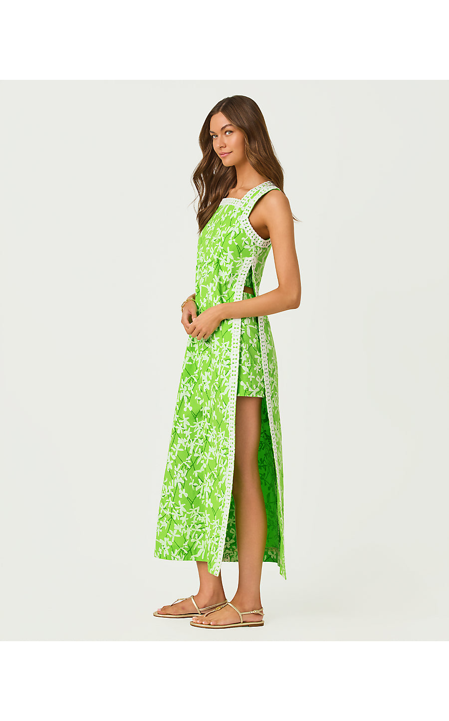 TINA MAXI ROMPER, CROCODILE GREEN LIZA OVERPRINT