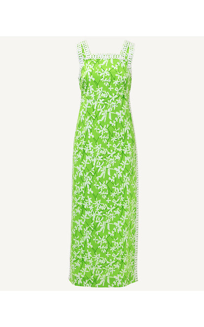 TINA MAXI ROMPER, CROCODILE GREEN LIZA OVERPRINT