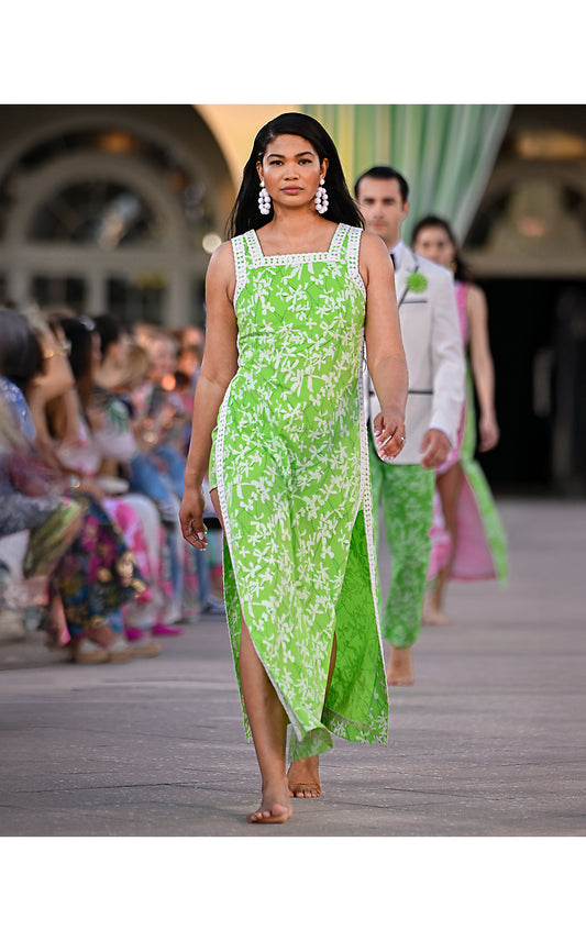 TINA MAXI ROMPER, CROCODILE GREEN LIZA OVERPRINT