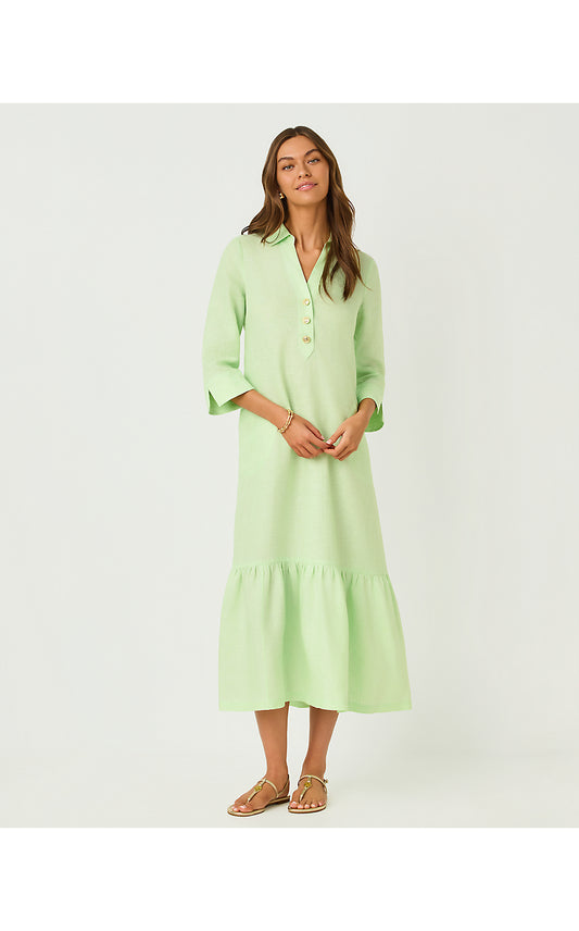 ALORA DRESS, PISTACHIO MACARON X RESORT WHITE