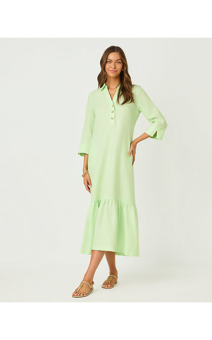 ALORA DRESS, PISTACHIO MACARON X RESORT WHITE