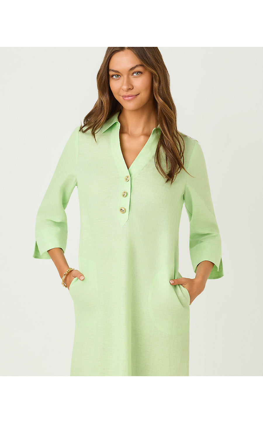 ALORA DRESS, PISTACHIO MACARON X RESORT WHITE