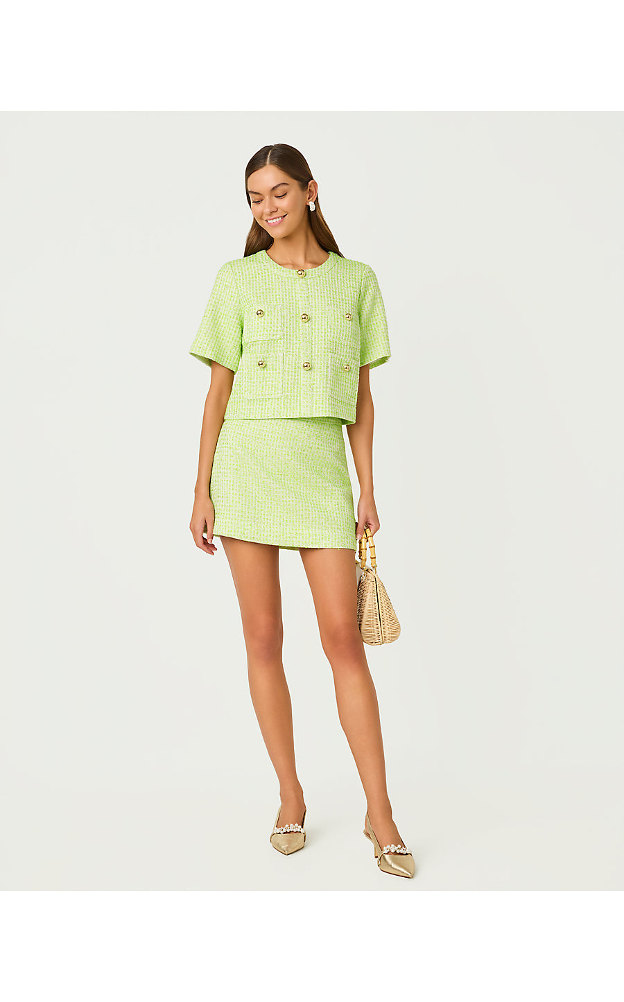 IRVING TOP, CROCODILE GREEN FANTASY BOUCLE