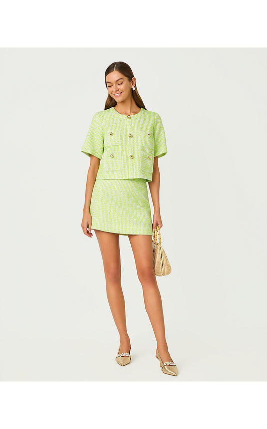 IRVING TOP, CROCODILE GREEN FANTASY BOUCLE