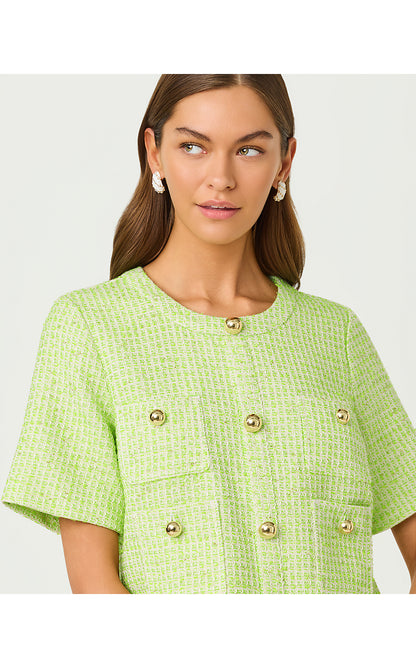 IRVING TOP, CROCODILE GREEN FANTASY BOUCLE