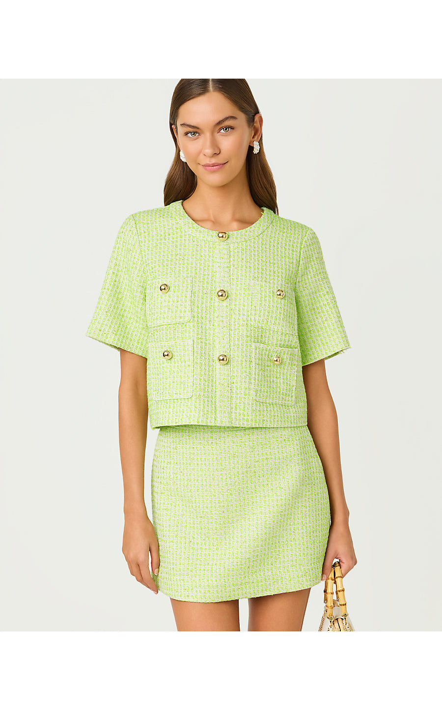 IRVING TOP, CROCODILE GREEN FANTASY BOUCLE