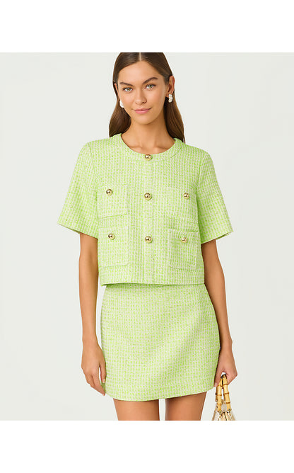 IRVING TOP, CROCODILE GREEN FANTASY BOUCLE
