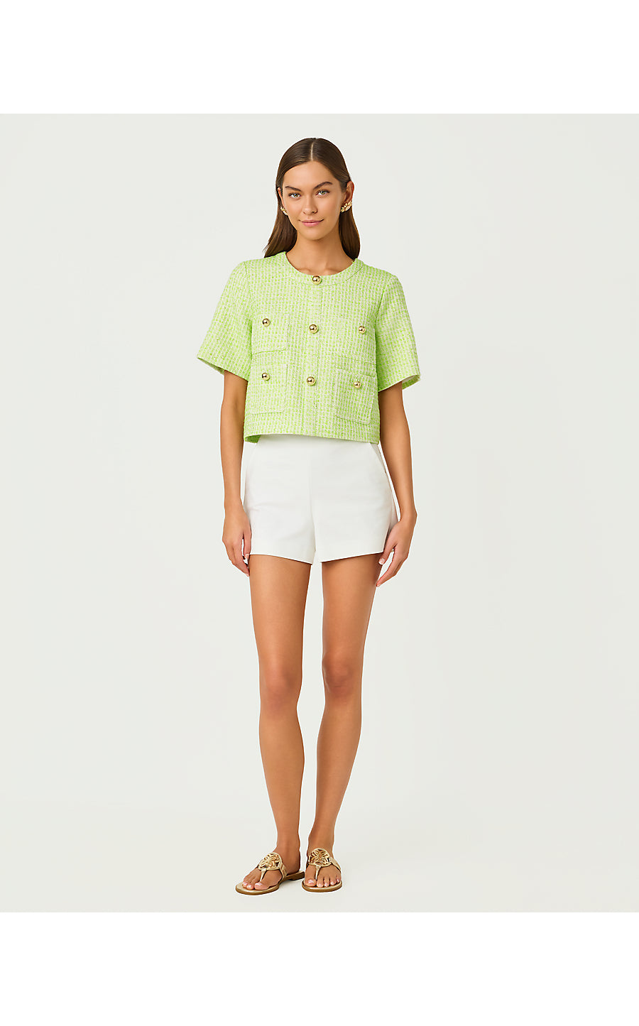 IRVING TOP, CROCODILE GREEN FANTASY BOUCLE