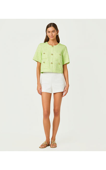 IRVING TOP, CROCODILE GREEN FANTASY BOUCLE