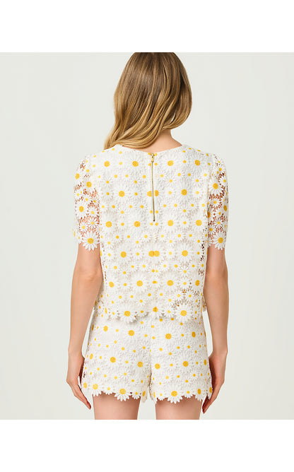 LOUISE CROPPED TOP, RESORT WHITE FRESH AS A DAISY LACE
