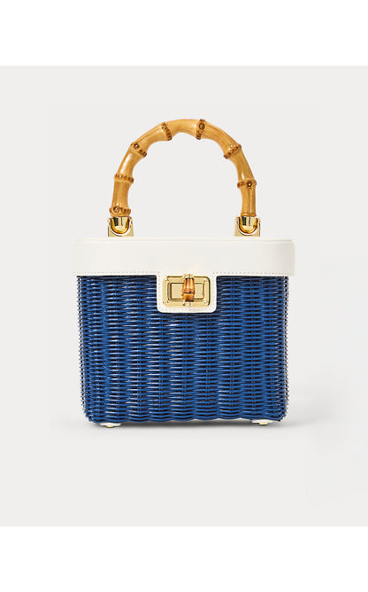 SIENNA TOP HANDLE WICKER BAG, STARLIGHT NAVY