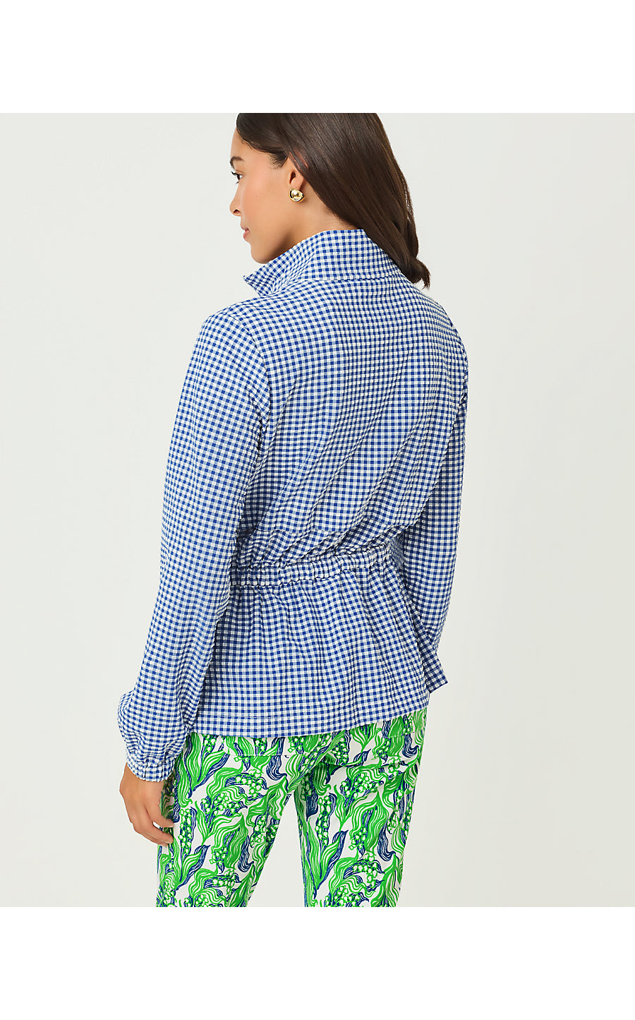 ROMILLY PERFORMANCE JACKET, STARLIGHT NAVY MINI PERFORMANCE GINGHAM