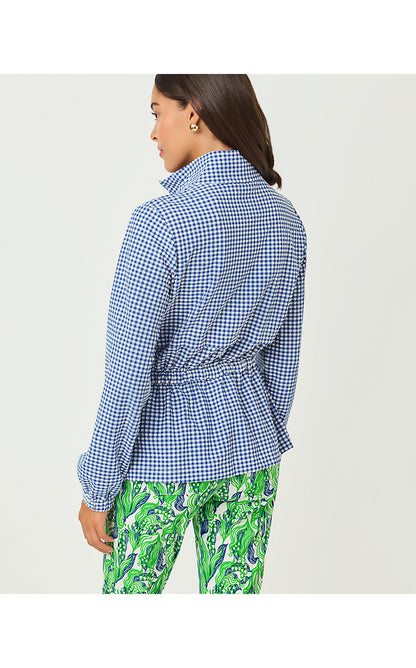 ROMILLY PERFORMANCE JACKET, STARLIGHT NAVY MINI PERFORMANCE GINGHAM