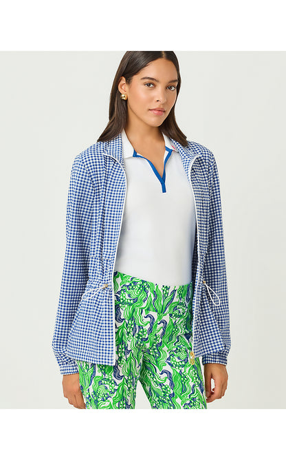 ROMILLY PERFORMANCE JACKET, STARLIGHT NAVY MINI PERFORMANCE GINGHAM