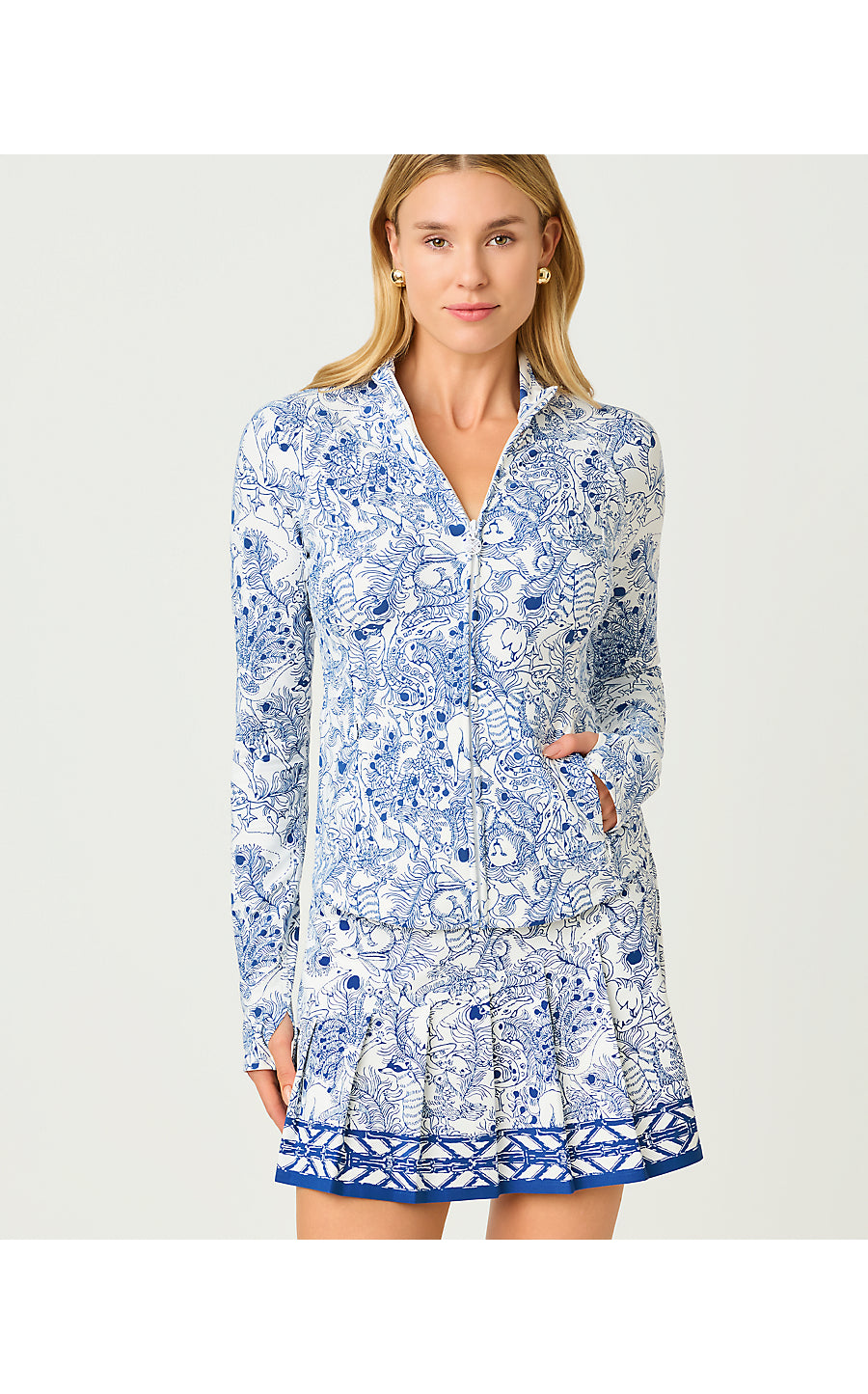 BARBADOS ZIP-UP JACKET UPF 50+, STARLIGHT NAVY CROSSGRAIN ZOOLOGY