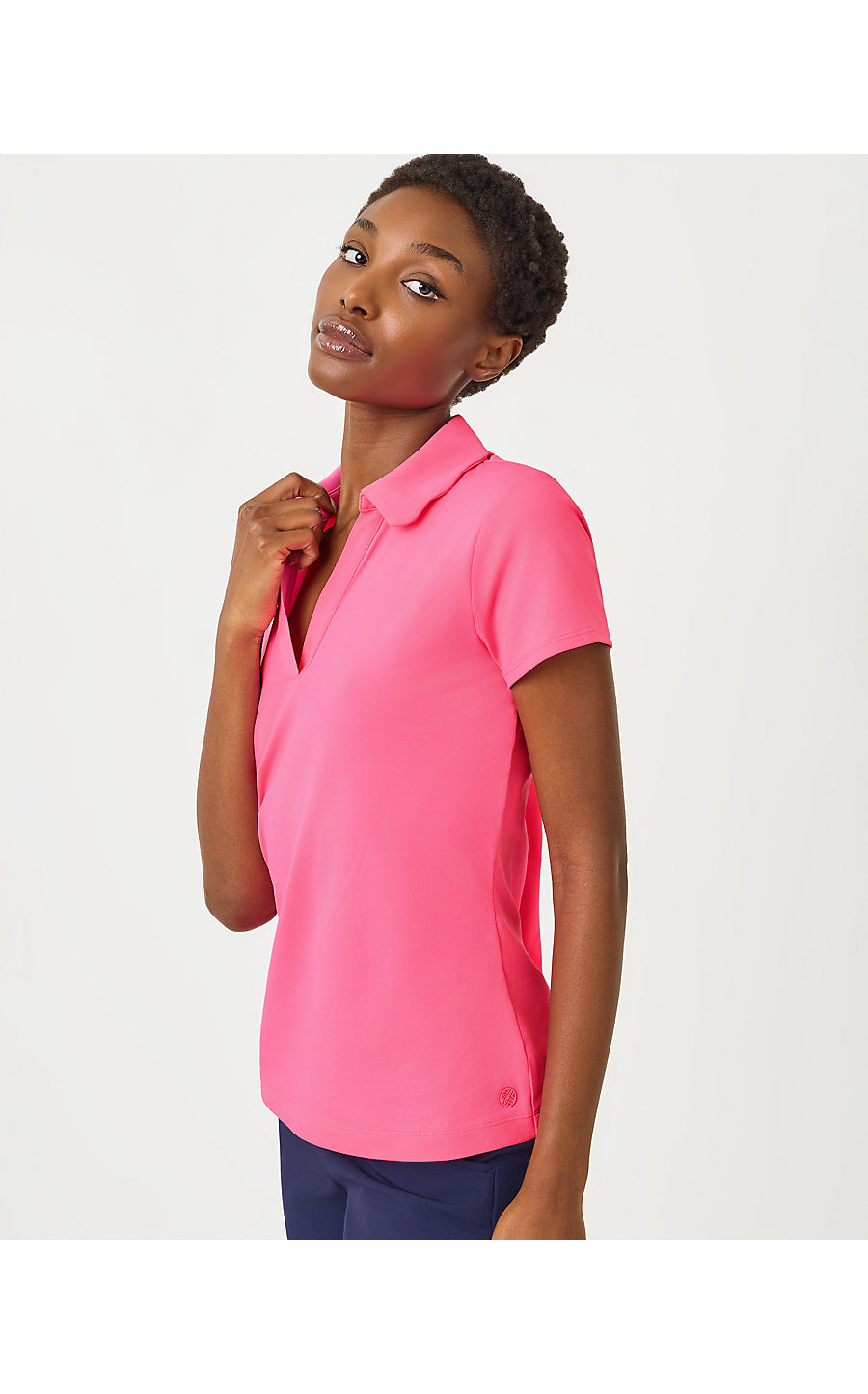 FRIDA SCALLOP POLO UPF 50+, CHERRY BLOSSOM PINK