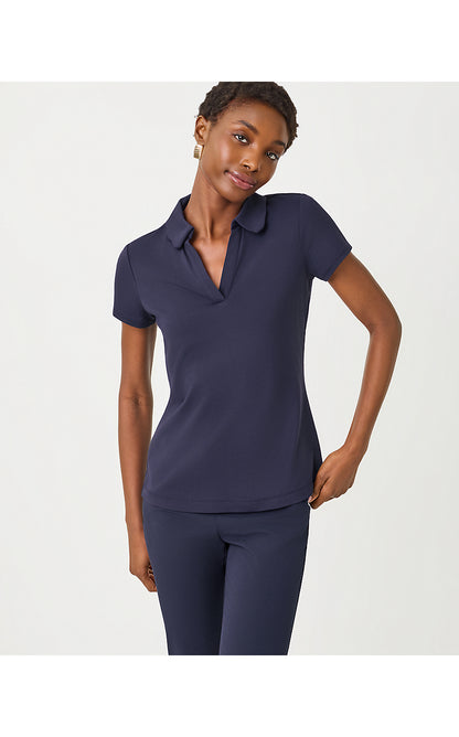 FRIDA SCALLOP POLO UPF 50+, TRUE NAVY