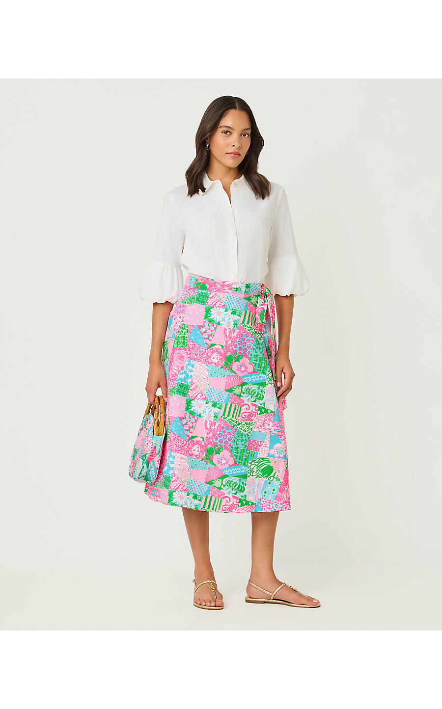 CONSTANCE REVERSIBLE MIDI SKIRT, MULTI CRAZY QUILT