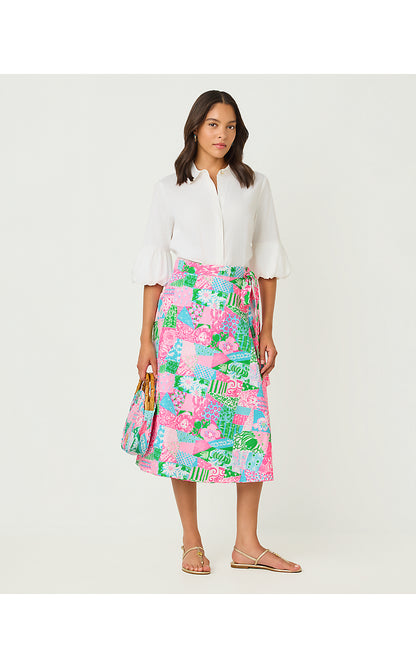 CONSTANCE REVERSIBLE MIDI SKIRT, MULTI CRAZY QUILT