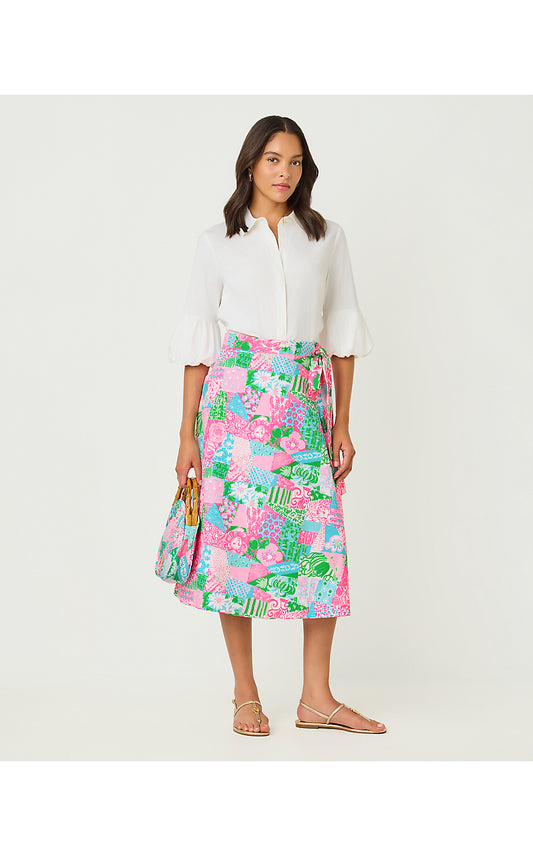 CONSTANCE REVERSIBLE MIDI SKIRT, MULTI CRAZY QUILT