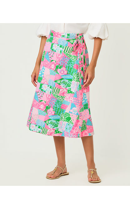 CONSTANCE REVERSIBLE MIDI SKIRT, MULTI CRAZY QUILT