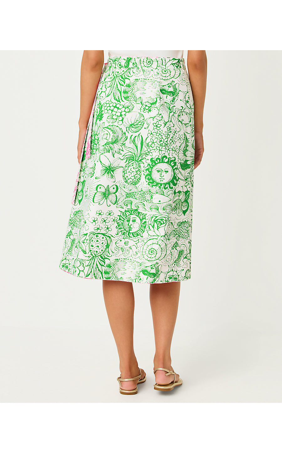 CONSTANCE REVERSIBLE MIDI SKIRT, PUTTING GREEN FLEUR DE LILLY