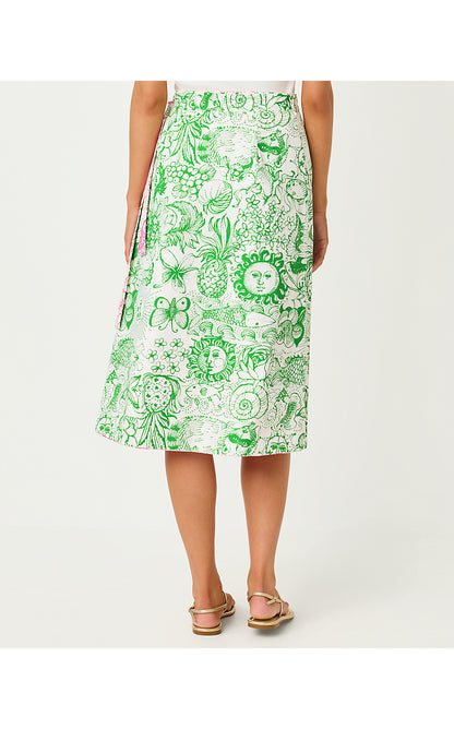 CONSTANCE REVERSIBLE MIDI SKIRT, PUTTING GREEN FLEUR DE LILLY