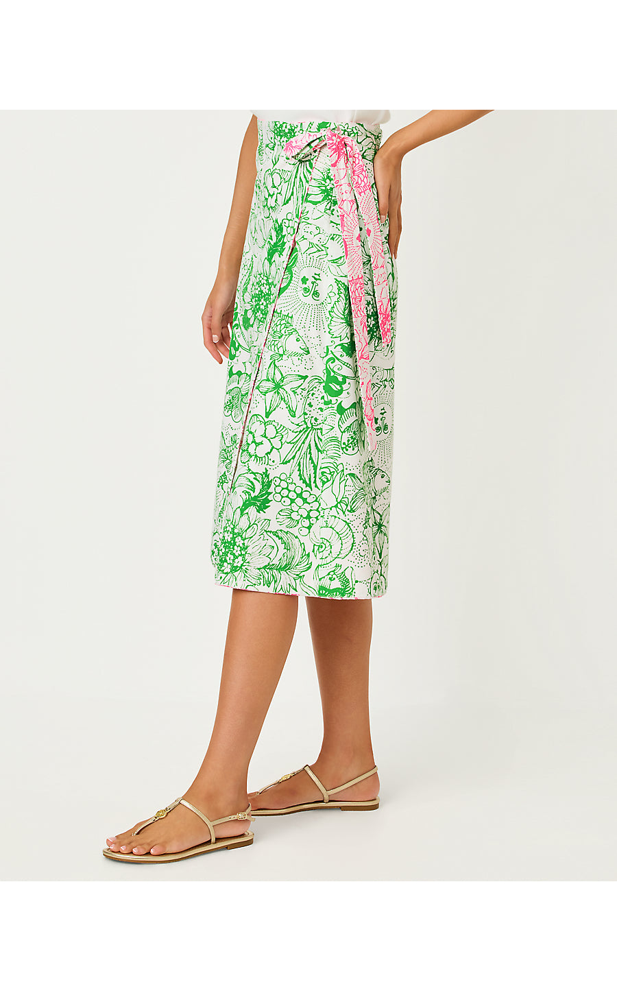 CONSTANCE REVERSIBLE MIDI SKIRT, PUTTING GREEN FLEUR DE LILLY