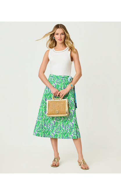 CONSTANCE REVERSIBLE MIDI SKIRT, PUTTING GREEN LILLY OF THE VALLEY