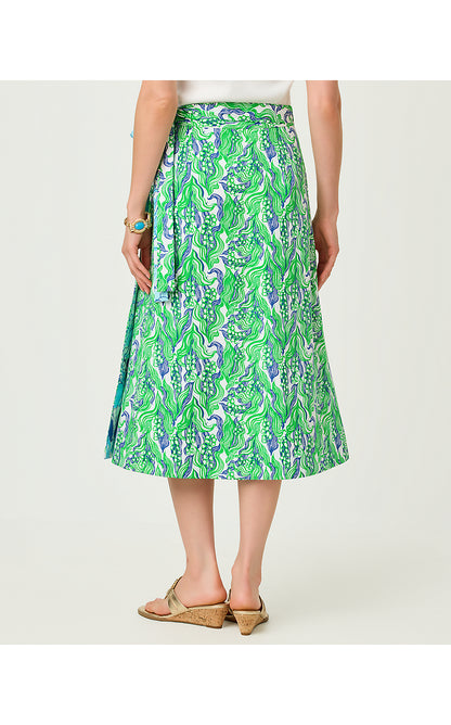 CONSTANCE REVERSIBLE MIDI SKIRT, PUTTING GREEN LILLY OF THE VALLEY