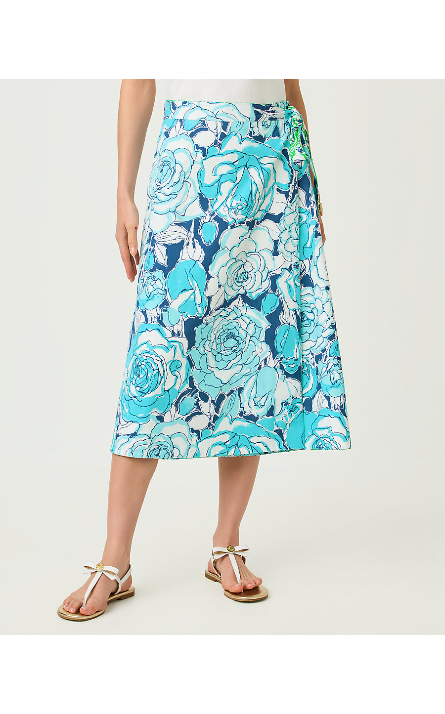 CONSTANCE REVERSIBLE MIDI SKIRT, PUTTING GREEN LILLY OF THE VALLEY