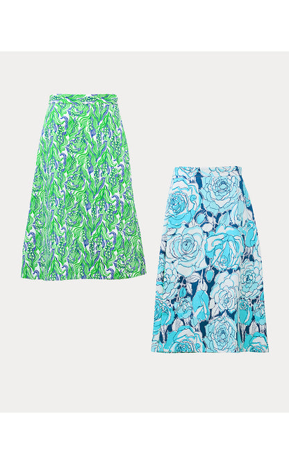 CONSTANCE REVERSIBLE MIDI SKIRT, PUTTING GREEN LILLY OF THE VALLEY
