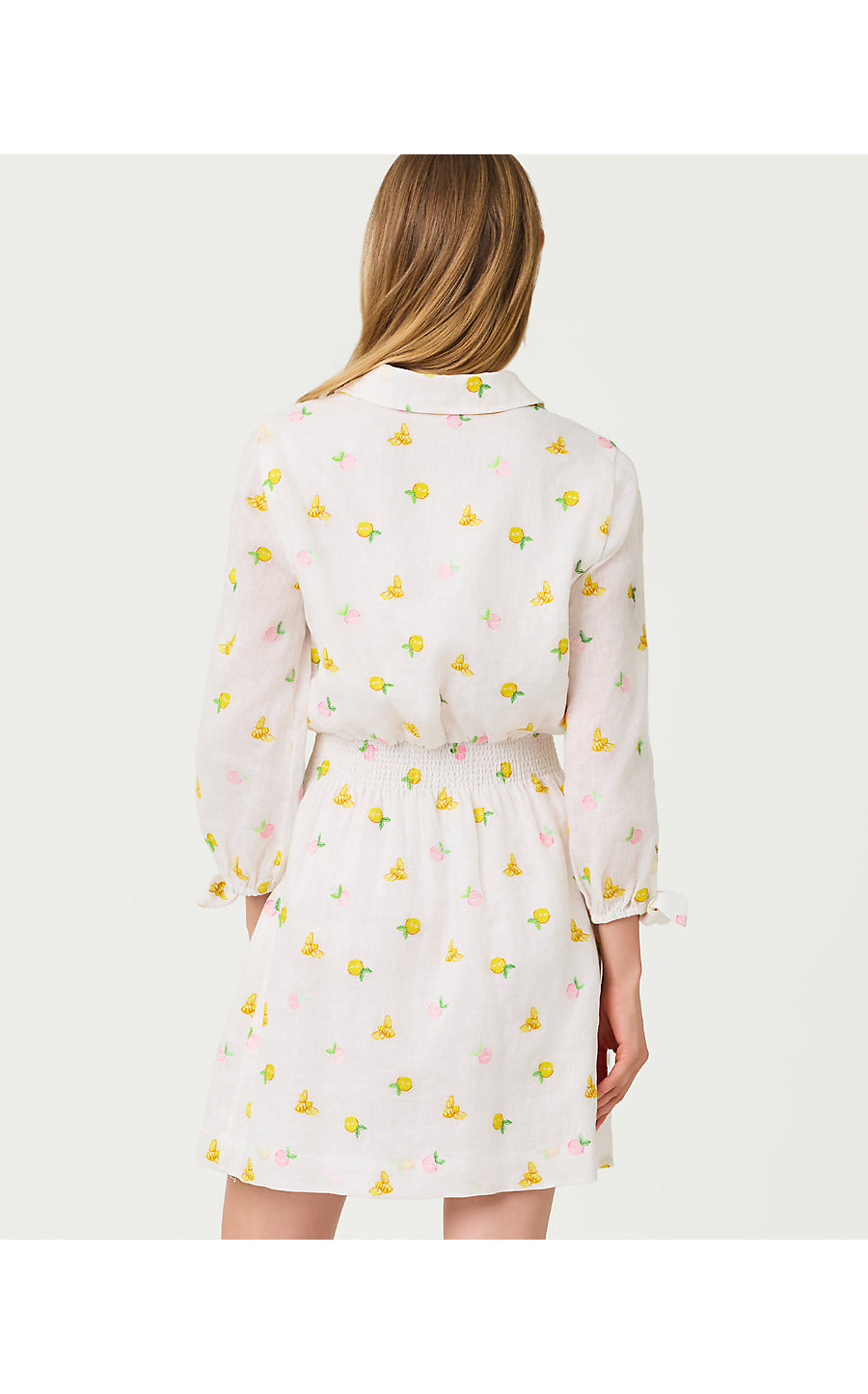 ABRALYNN LINEN SHIRTDRESS, PINK MUSE LEMON BEE HALF DROP