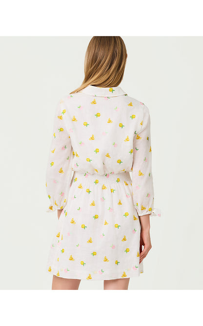 ABRALYNN LINEN SHIRTDRESS, PINK MUSE LEMON BEE HALF DROP