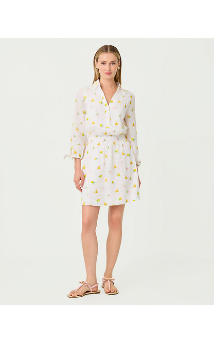 ABRALYNN LINEN SHIRTDRESS, PINK MUSE LEMON BEE HALF DROP
