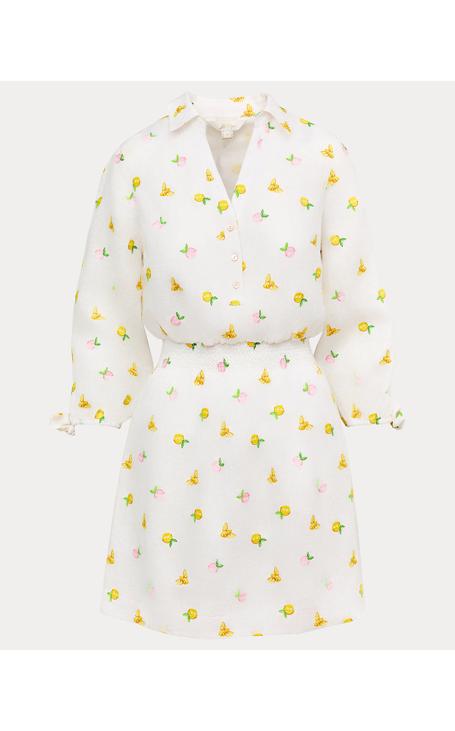 ABRALYNN LINEN SHIRTDRESS, PINK MUSE LEMON BEE HALF DROP