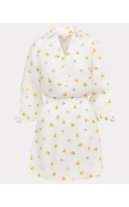 ABRALYNN LINEN SHIRTDRESS, PINK MUSE LEMON BEE HALF DROP
