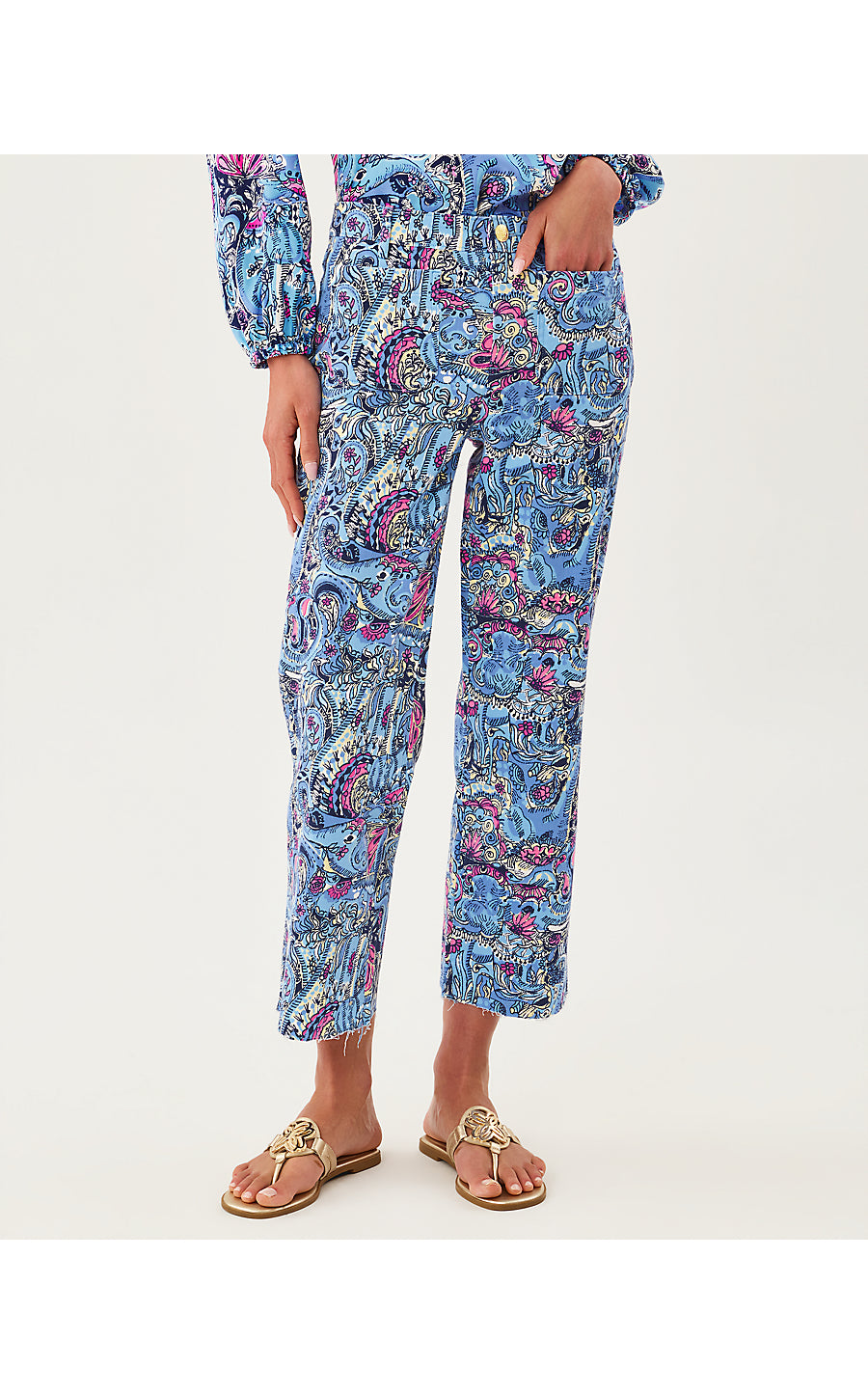 HARLEEN HIGH RISE CROP JEAN, MULTI PAISLEY PARADE
