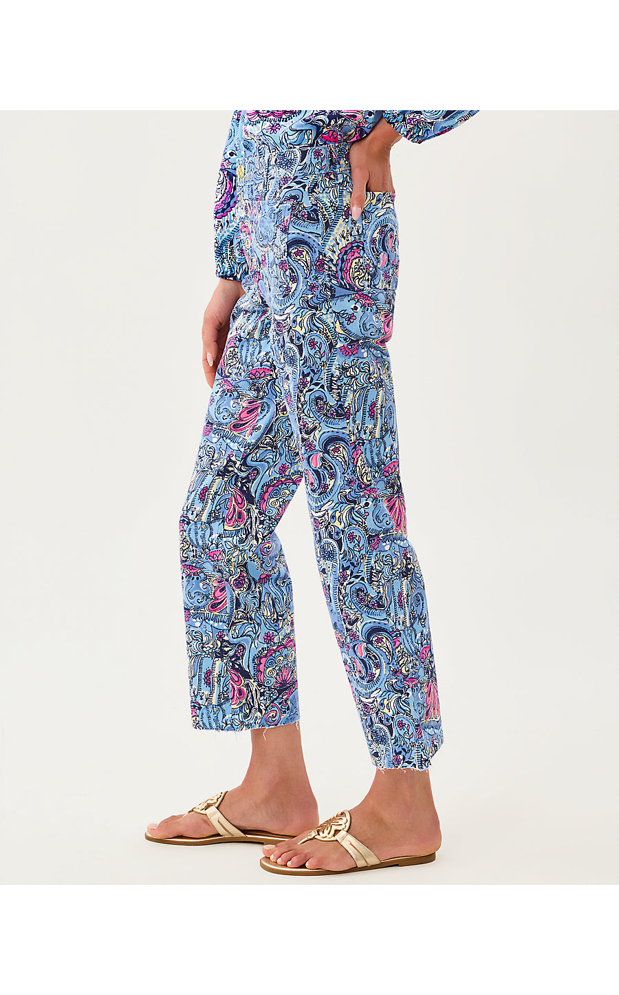 HARLEEN HIGH RISE CROP JEAN, MULTI PAISLEY PARADE