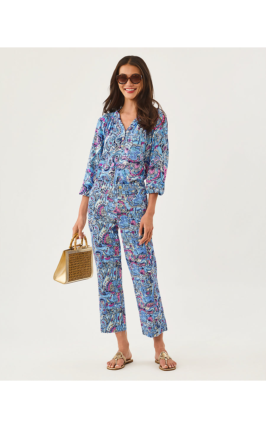 HARLEEN HIGH RISE CROP JEAN, MULTI PAISLEY PARADE