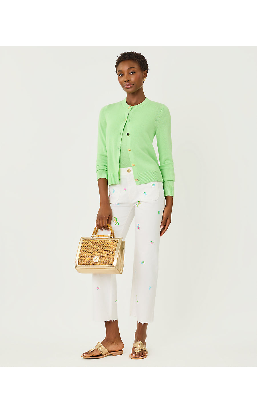 HARLEEN HIGH RISE CROP JEAN, RESORT WHITE DERBY DITSY EMBROIDERY