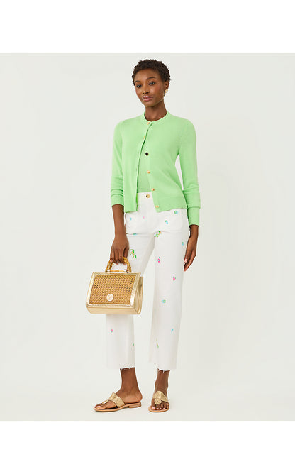 HARLEEN HIGH RISE CROP JEAN, RESORT WHITE DERBY DITSY EMBROIDERY