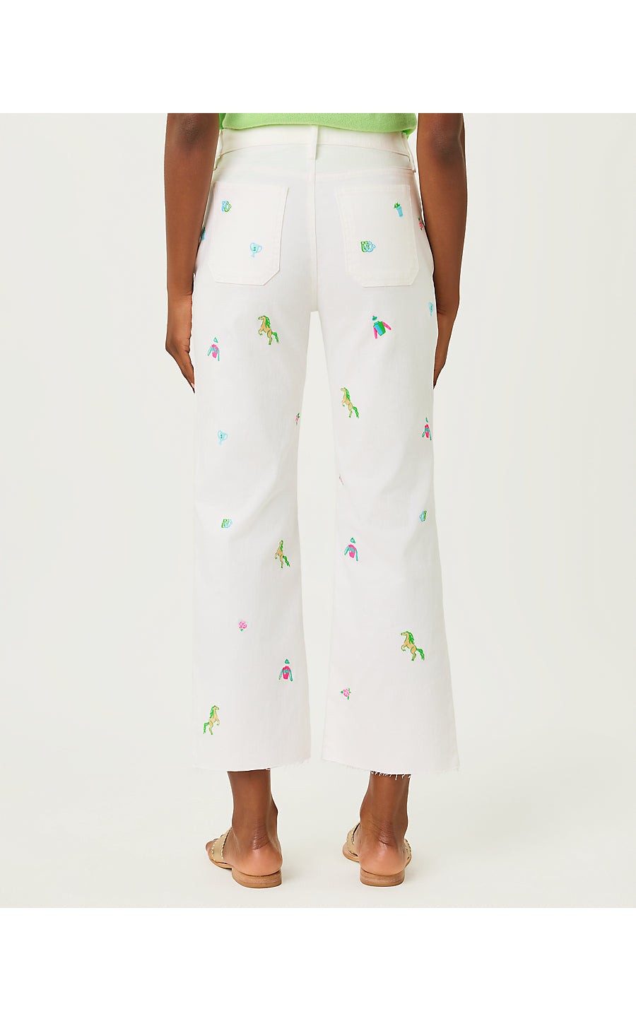 HARLEEN HIGH RISE CROP JEAN, RESORT WHITE DERBY DITSY EMBROIDERY