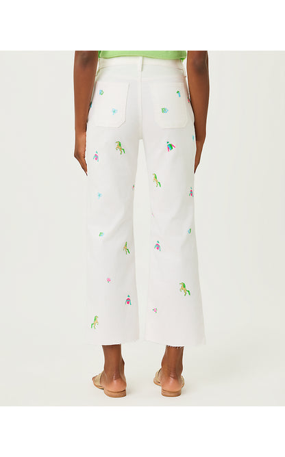 HARLEEN HIGH RISE CROP JEAN, RESORT WHITE DERBY DITSY EMBROIDERY